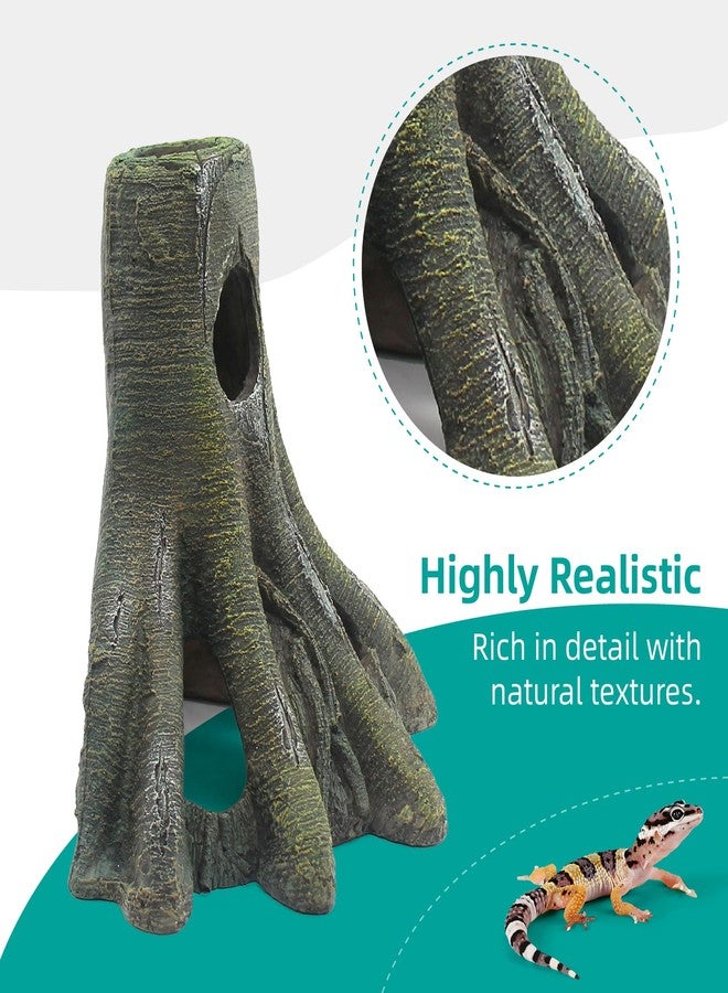 relaqcc Aquarium Decor Corner Tree Stump Trunk Hollow Betta Cichlid Cave Rocks, Reptile Tank Accessories Climing Ramp for Reptiles, Amphibians, Leopard Gecko, Snake, Lizard, Frogs, Fish - Image 5